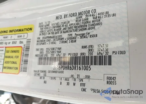 2013 Ford Fusion Se from USA, damaged, VIN 3FA6P0HR6DR161005